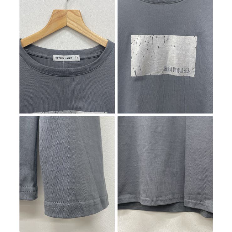 程良い厚みとゆとりあるサイズ感♪【綿100％】箔プリント長袖Tシャツ | futier land | 詳細画像7 
