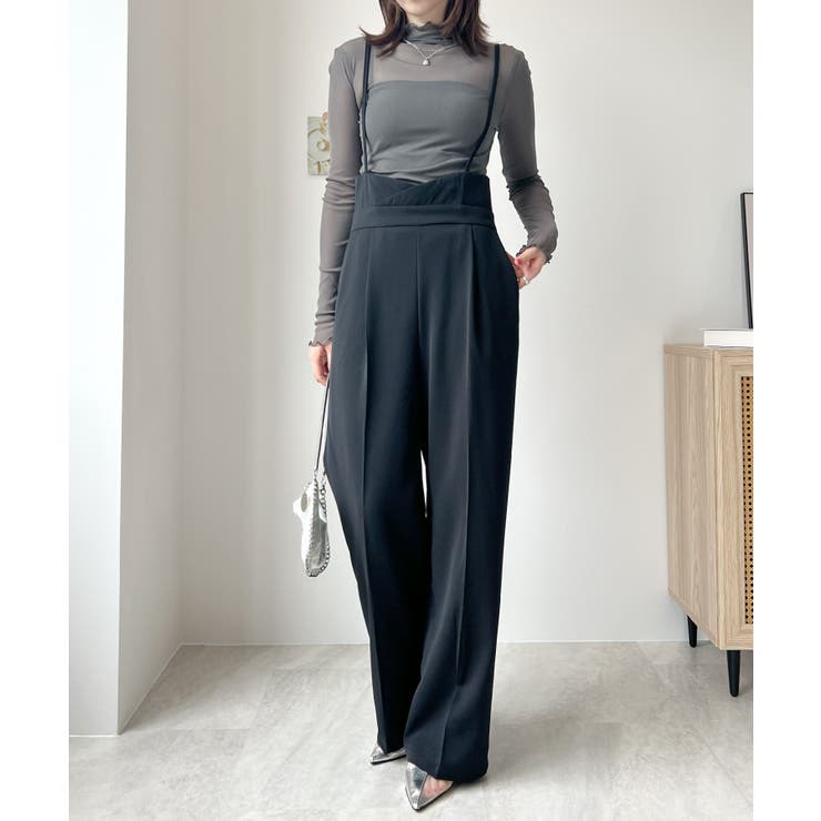 スタイルアップ効果で美脚を叶える。ハイウエストキャミサロペットスラックス | futier land | 詳細画像22 