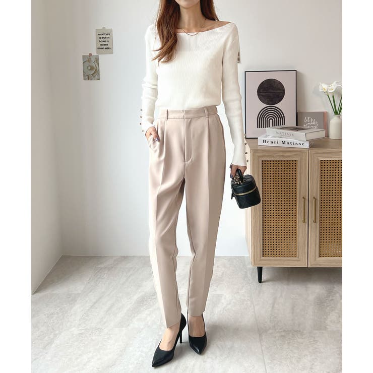 華奢映えワンポイント。袖ハートリブニットボートネックトップス | futier land | 詳細画像11 