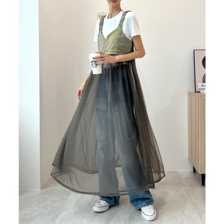 レイヤードを楽しめる今っぽいアイテム♪》シアードッキングキャミ