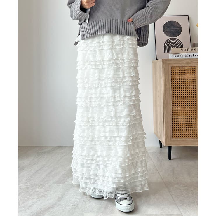 今っぽい小フリル＆のび～る快適さ。チビフリルタイトスカート | futier land | 詳細画像19 