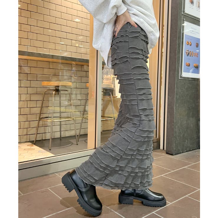 今っぽい小フリル＆のび～る快適さ。チビフリルタイトスカート | futier land | 詳細画像26 