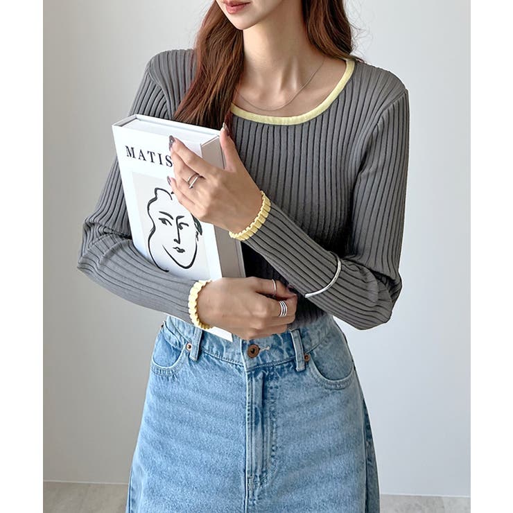 リブラインが華奢見え効果◎ パイピングリブニット | futier land | 詳細画像23 