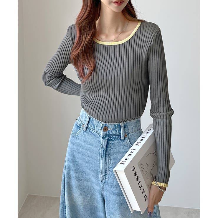 リブラインが華奢見え効果◎ パイピングリブニット | futier land | 詳細画像24 