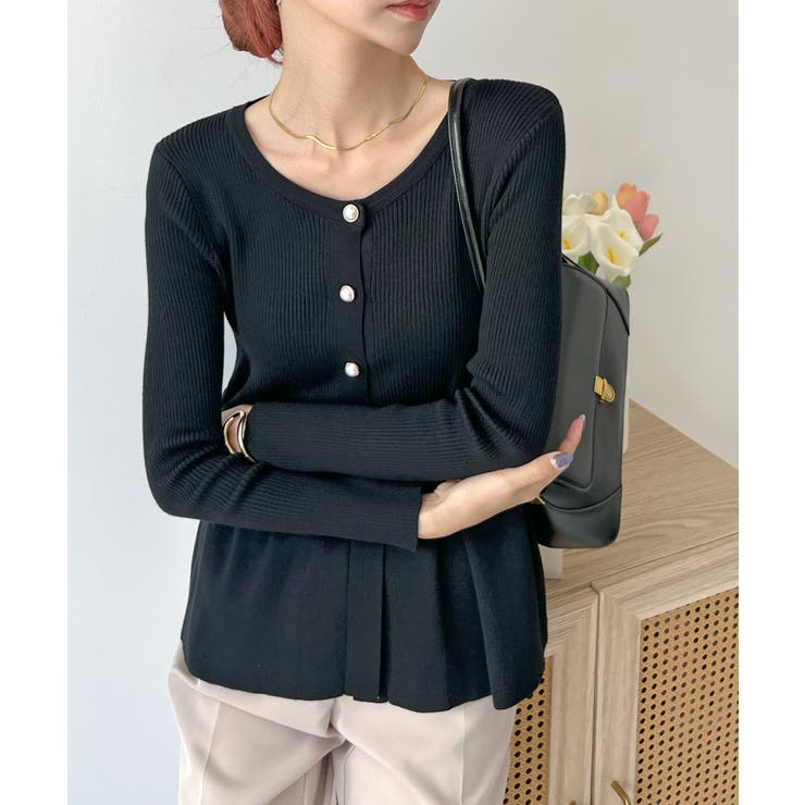 Futier Land｜華奢に見える大人かわいいニット!パールボタンフレアニットチュニック | Rakuten  Fashion(楽天ファッション／旧楽天ブランドアベニュー)NK8675
