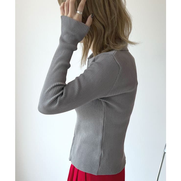 キレイめモードのムード。衿付きダブルジップリブトップス | futier land | 詳細画像11 