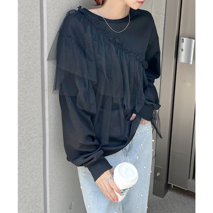 IENA BLACK チュールフリルスウェット BLACK チュールフリルスウェット（スウェット）｜IENA（イエナ）の通販
