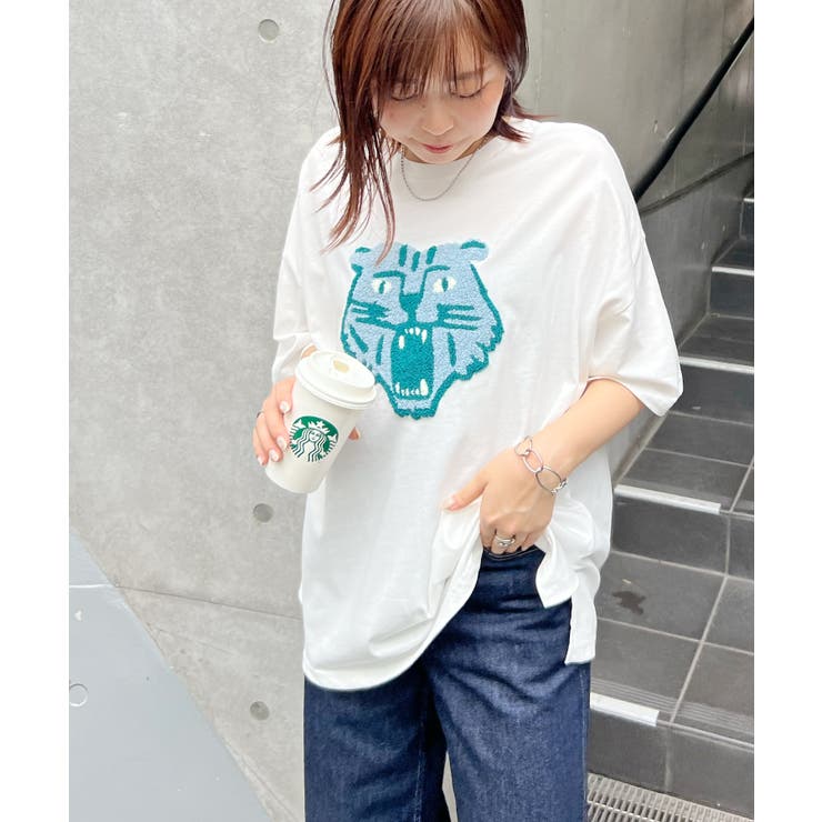 ABYSアビス コラボ》刺繍が目を惹く。トラ相良刺繍BIGTシャツ[品番