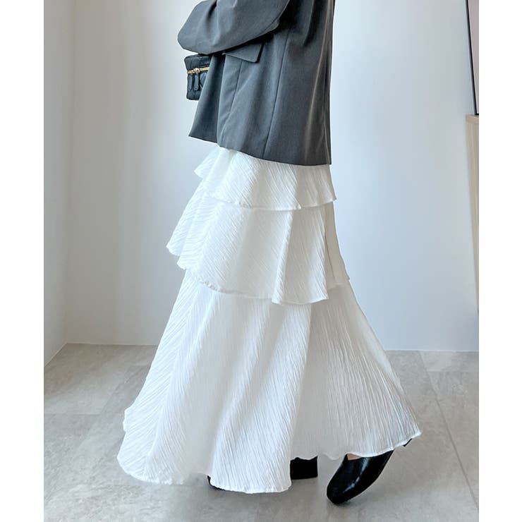 コットンシルクローンティアードスカート アナイ 通ろ