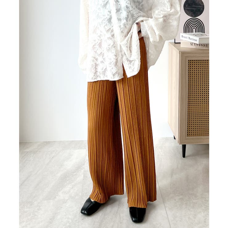 プリーツロングシャツ パンツセット プリーツTシャツロングパンツセット セットアップ 上下セット
