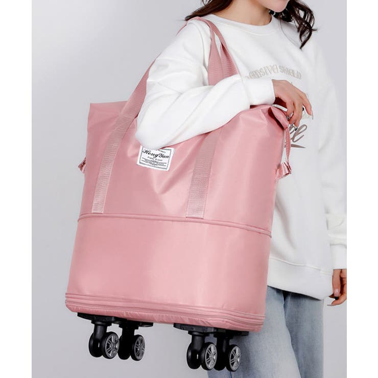 ピンク | 旅行のアクセントになる便利バック。拡張できるキャスター付きキャリーバッグ | futier land