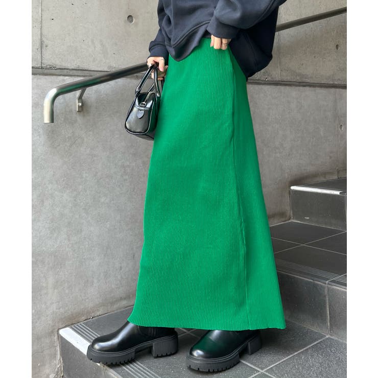 便利なポケット付き！リブロングタイトスカート | futier land | 詳細画像21 