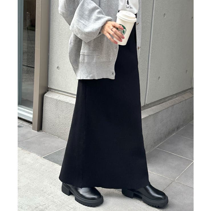 便利なポケット付き！リブロングタイトスカート | futier land | 詳細画像17 