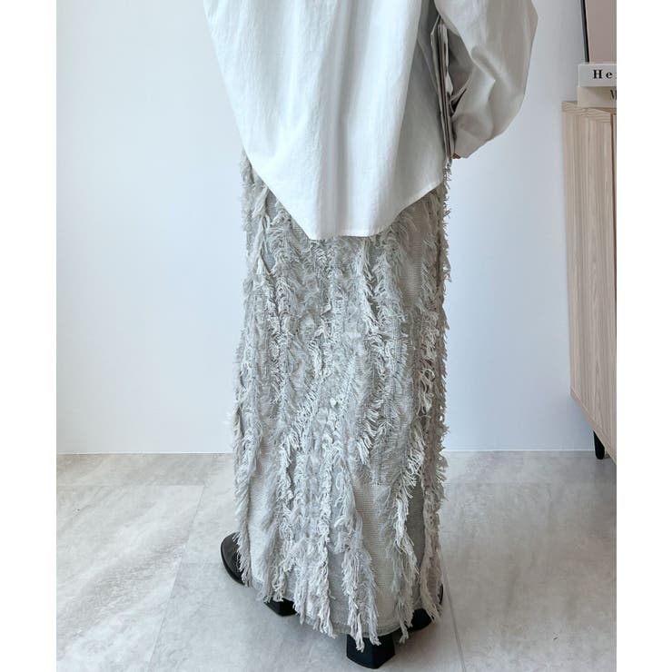 グレー | イマ旬主役級コーデが実現するMIXフリンジスカート | futier land