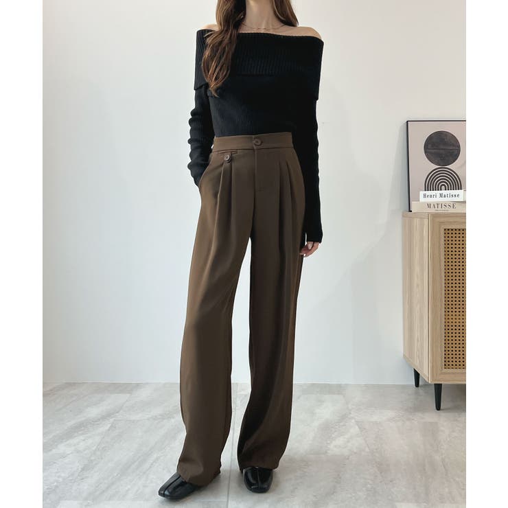 綺麗ライン大人しなやかの落ち感。ハイウエストツータックスラックス | futier land | 詳細画像19 