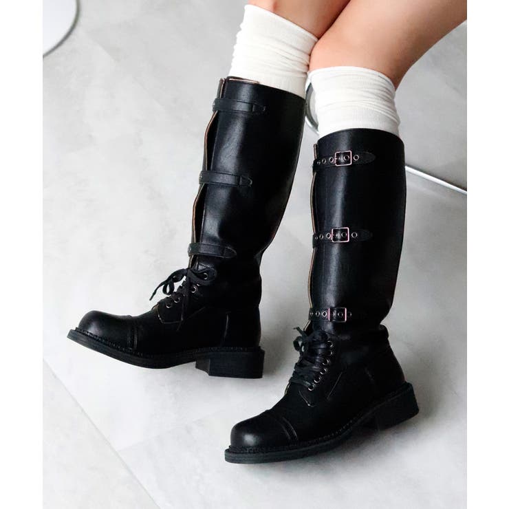 【Binary01】Carvin suede boots ◆ レイヤード ロング ブーツ 冬コーデの主役アイテム。ベルテッドエンジニアロングブーツ