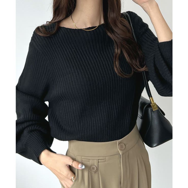 1枚主役モテかわ映え。ボートネックバルーン袖ニットプルオーバー | futier land | 詳細画像22 