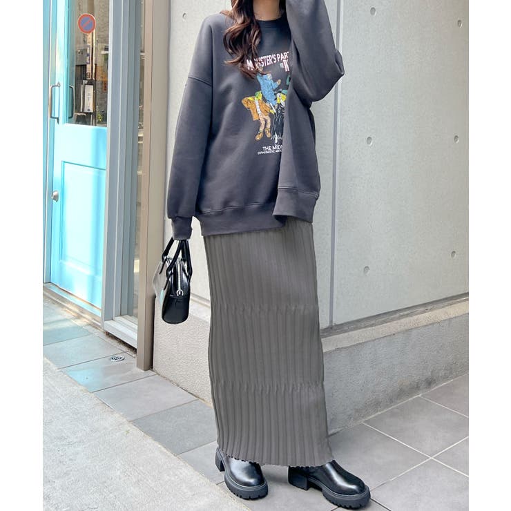 もっちり＆のび～る＆美しい！ウェーブ編みニットロングスカート[品番  