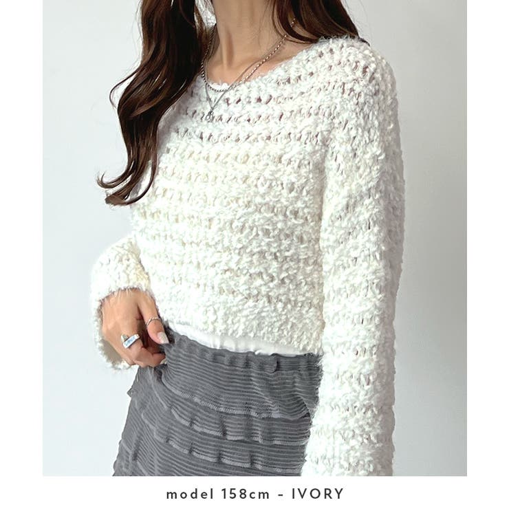 SENEE クロップドシアーカーディガン アイボリー ブラック セニー