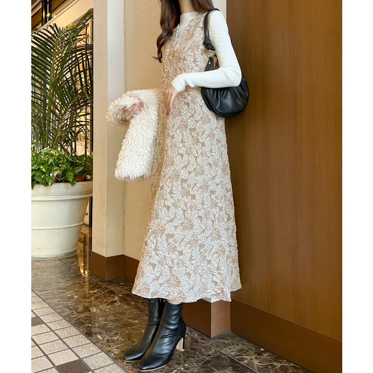 Dior*ディオール　ヴィンテージワンピース　ジャガード　花柄　フラワー　9 女子力アップ 花柄 プリント ロングワンピース クリスチャン