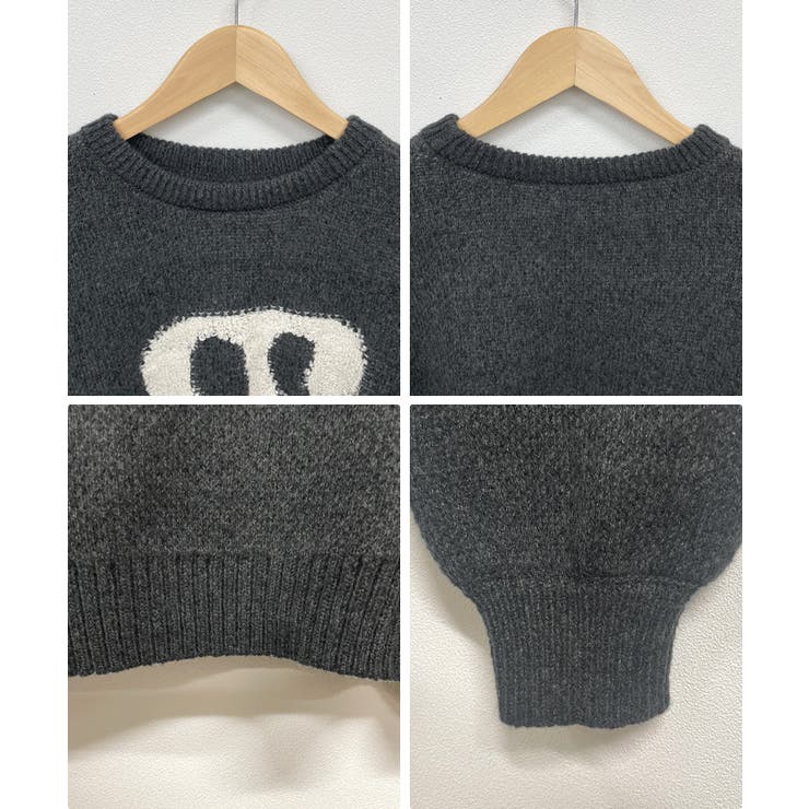 ふわりゆるりの心地。アートロゴ相良刺繍ニットトップス[品番