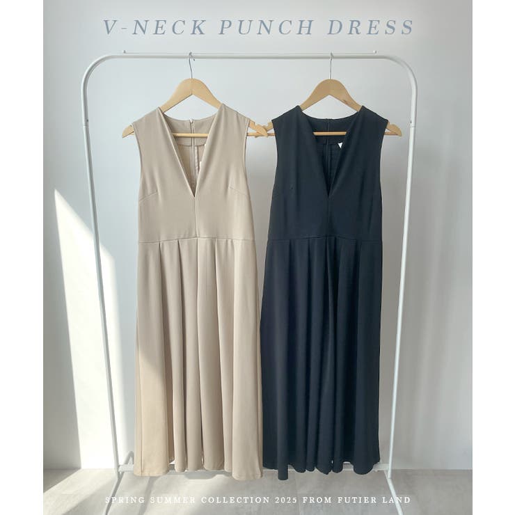 メリハリを与えてくれる大人かわいい。Vネックポンチワンピース | futier land | 詳細画像2 