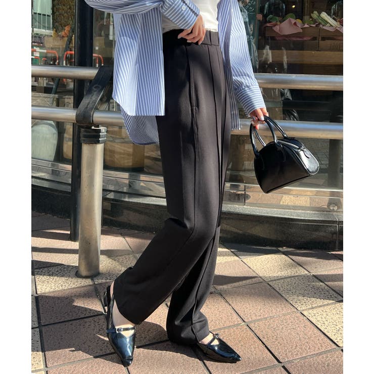 ほんのりカーブシルエットでラクしゃれ！ポンチピンタックストレートパンツ | futier land | 詳細画像10 