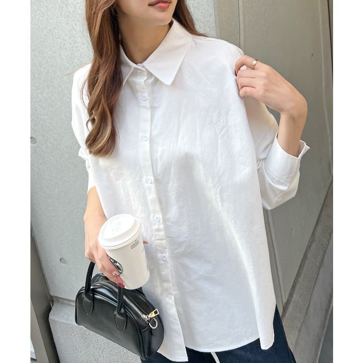 ホワイト | 《ABYS》サッと羽織って大人カジュアル映え。ワンポイント刺繍BIGシャツ | futier land