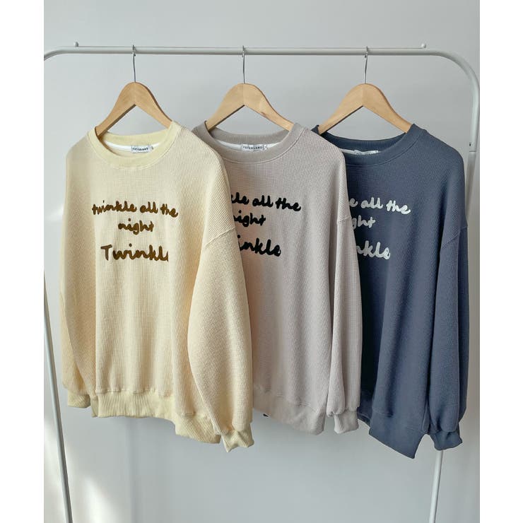 新品［ダムフランク］ロゴ刺繍ワッフルロンT　アイボリー PAIRMANON STREET（ペアマノンストリート） tシャツ ワッフル アソート