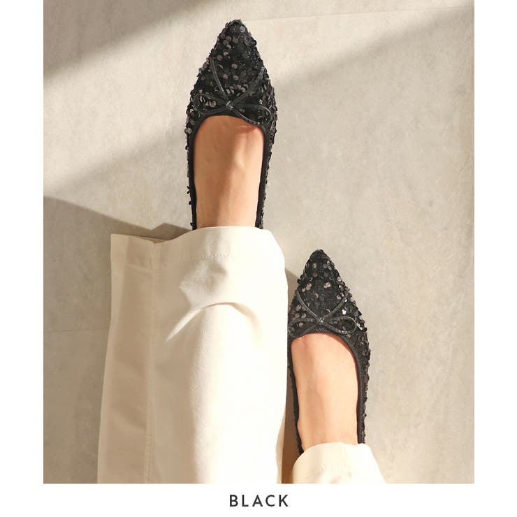 華やかに輝くあなたへ。スパンコールポインテッドやわらかフラットパンプス | futier land | 詳細画像4 