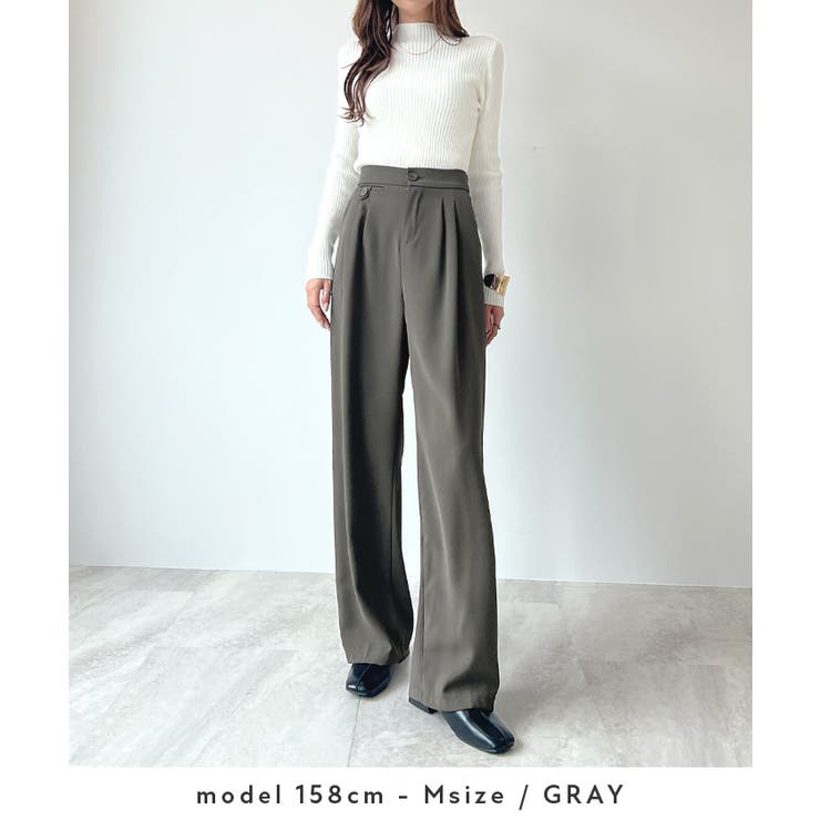 綺麗ライン大人しなやかの落ち感。ハイウエストツータックスラックス | futier land | 詳細画像11 