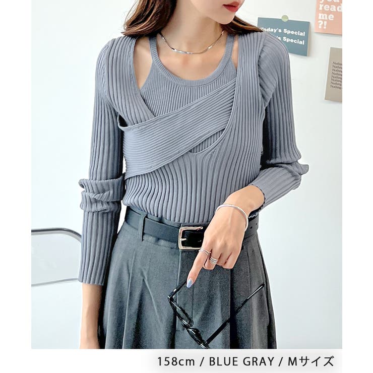 軽やかで華奢な印象。ノースリーブアンサンブルリブニットカットソー | futier land | 詳細画像7 