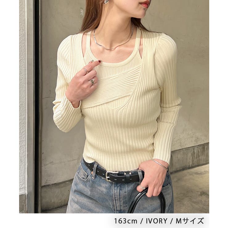 軽やかで華奢な印象。ノースリーブアンサンブルリブニットカットソー | futier land | 詳細画像8 