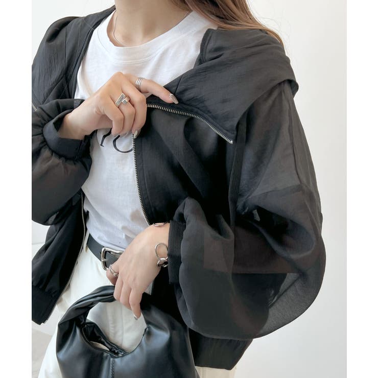 旬な透け感を演出。フード付きシアーボリュームマウンテンパーカー | futier land | 詳細画像11 