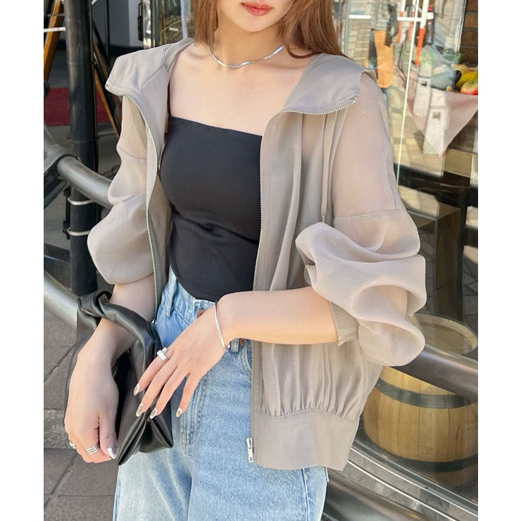 旬な透け感を演出。フード付きシアーボリュームマウンテンパーカー | futier land | 詳細画像15 