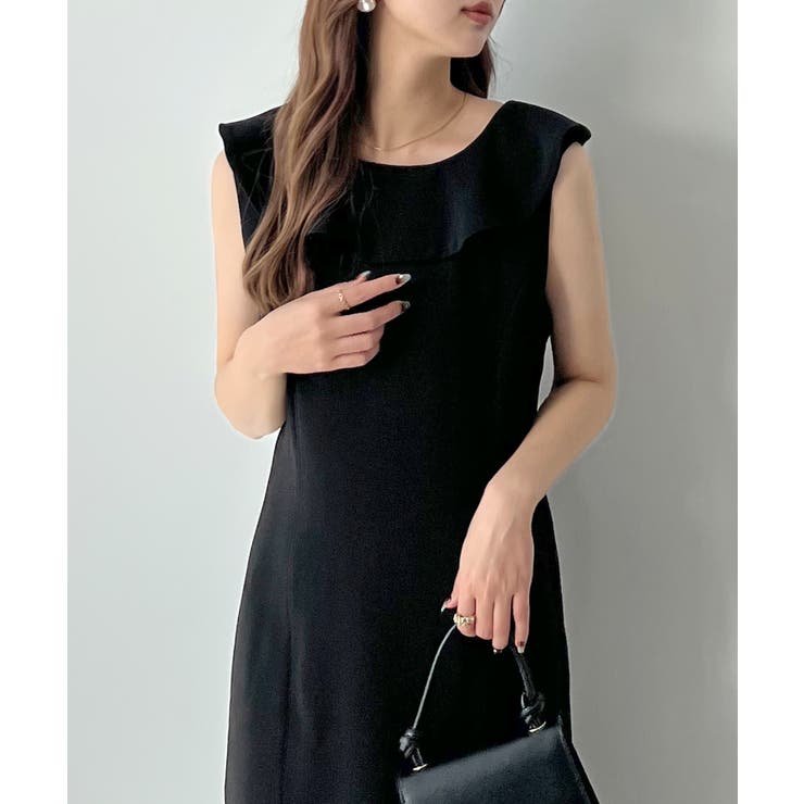 【美品】ebure ノースリーブ ワンピース ティアード ブラック ロング MAISON DE THERESE ワンピース ノースリーブ ティアードフレア