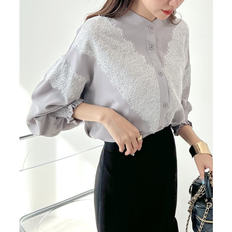 レースが上品で高見え。レースドッキングブラウス | futier land | 詳細画像16 