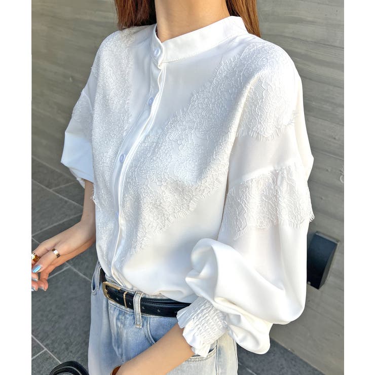 レースが上品で高見え。レースドッキングブラウス | futier land | 詳細画像20 