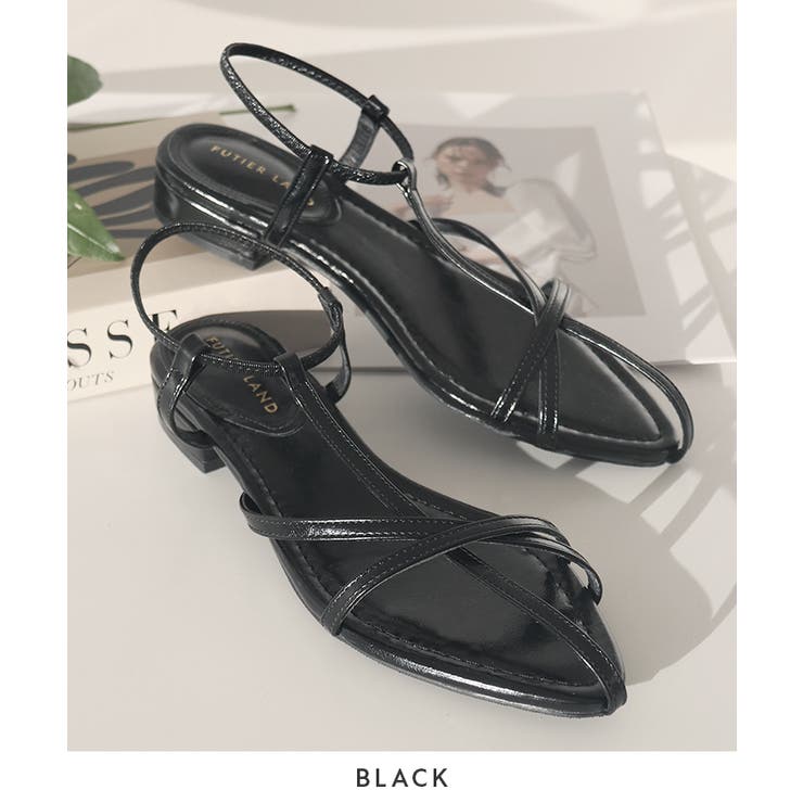 片手でラク履き！Tナローゴムストラップサンダル | futier land | 詳細画像6 