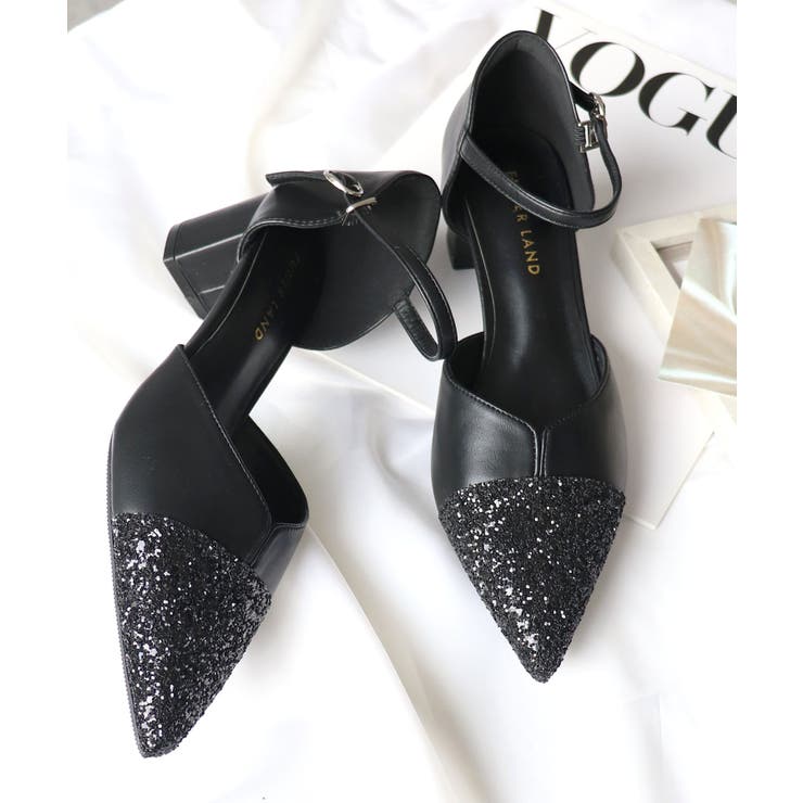 超美品☆FACTELIER ストラップパンプス Vカット 本革23.5cm エレガントな輝き。Vカットポインテッドストラップパンプス[品番