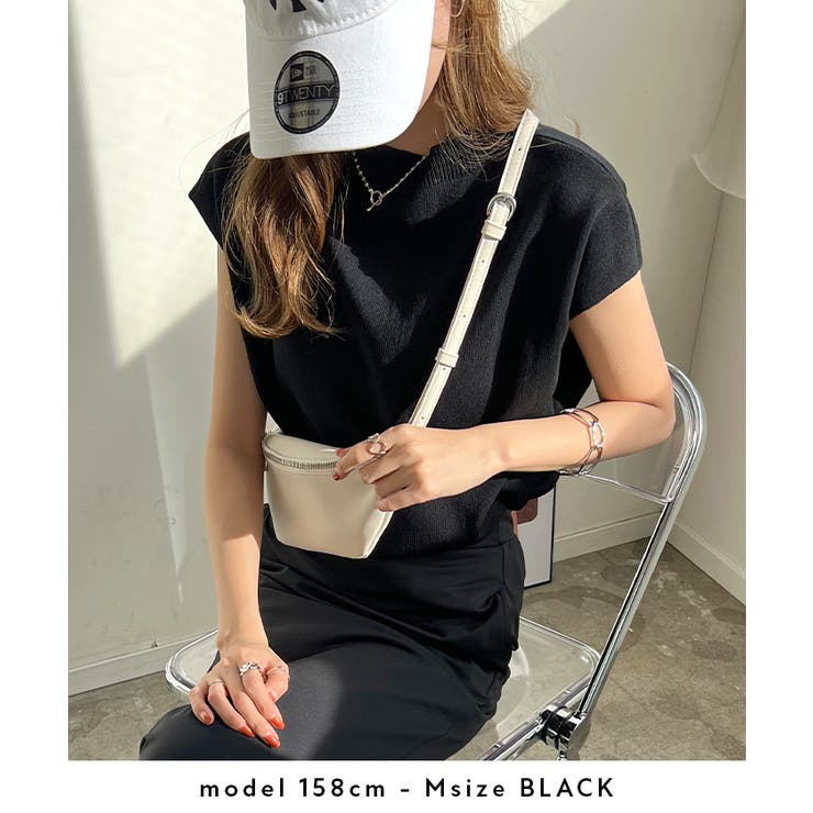 もっちり柔らかい。プチハイネックフレンチスリーブサマーニットトップス | futier land | 詳細画像11 