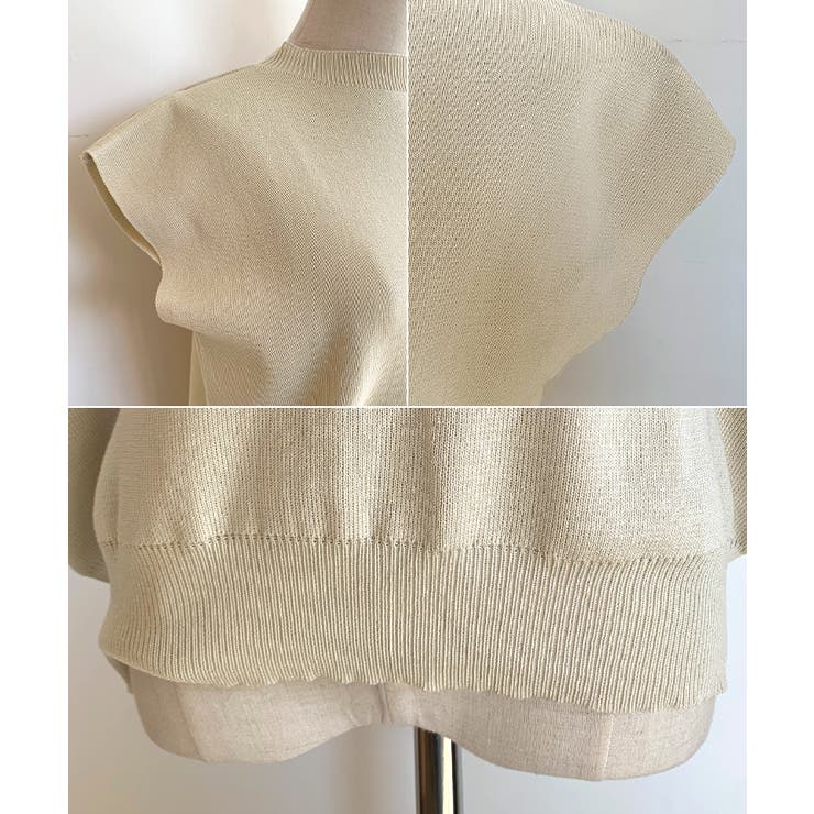 もっちり柔らかい。プチハイネックフレンチスリーブサマーニットトップス | futier land | 詳細画像16 