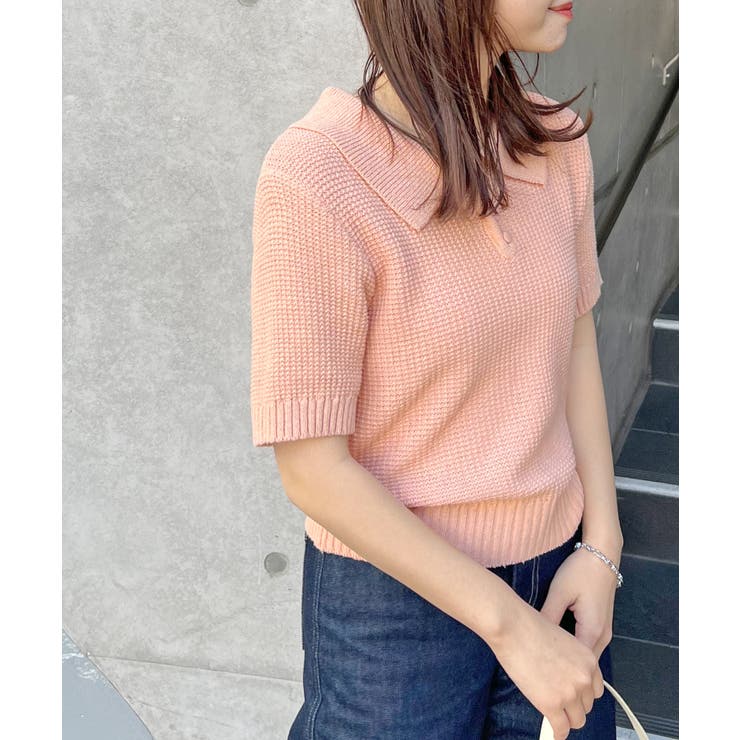 ABYSアビス》ほんのり甘さをプラス。半袖ポロニット[品番