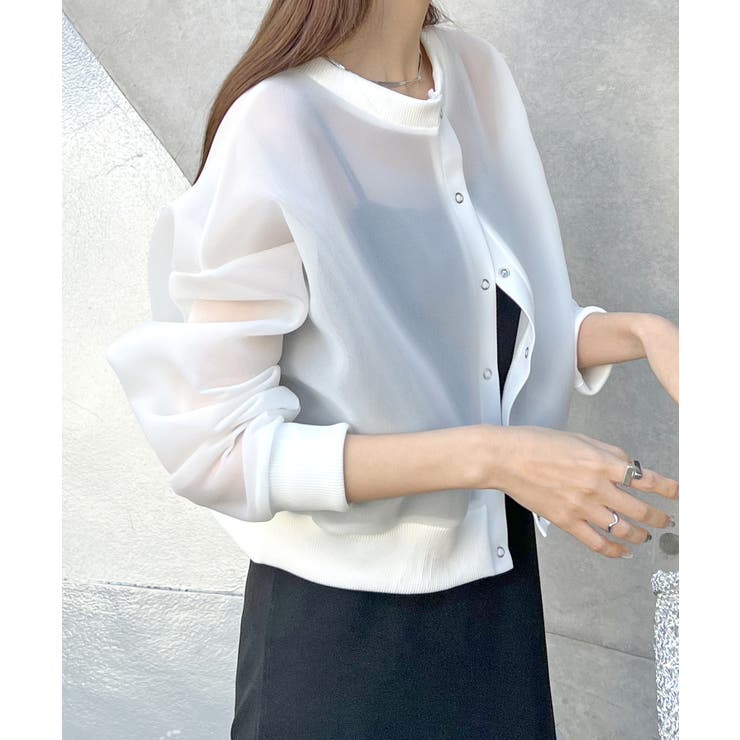 軽やかな大人の透明感。前後2wayボンディングシアーカーディガン[品番