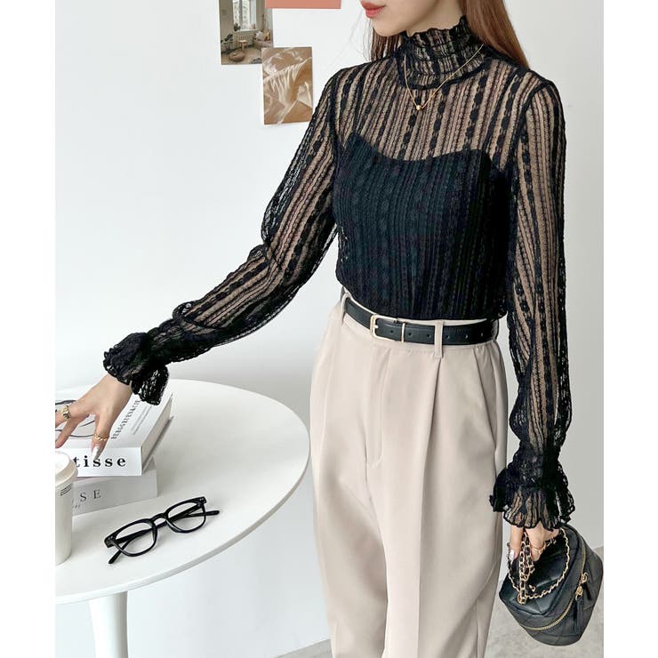 スタイリッシュで上品。ストライプレースシアートップス | futier land | 詳細画像14 