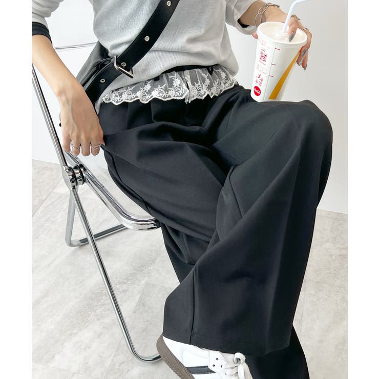 トレンド感たっぷり。ウエストフリルスラックス[品番