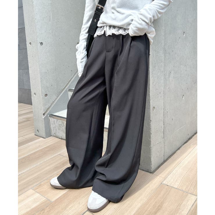 近年モデル 新品・タグ付き アンミヌ ウエストフリルパンツ スラックス ピンク 近年モデル 新品・タグ付き アンミヌ ウエストフリルパンツ