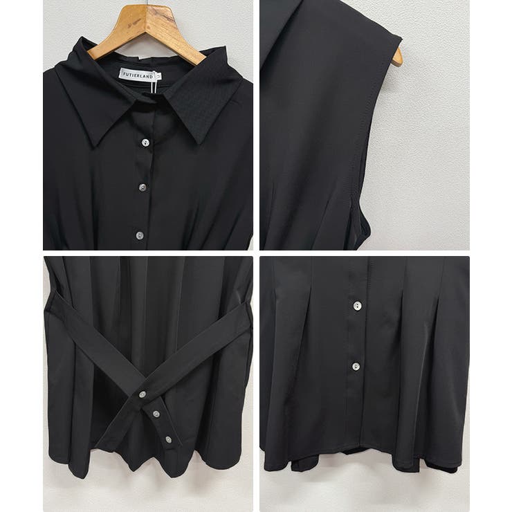 涼しげシーズンムード満点◎ウエストタックシフォンノースリーブシャツ | futier land | 詳細画像9 