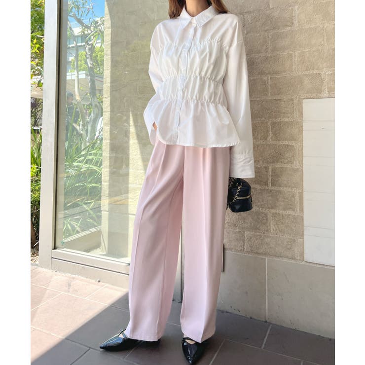 綺麗ライン大人しなやかの落ち感。ハイウエストツータックスラックス | futier land | 詳細画像49 