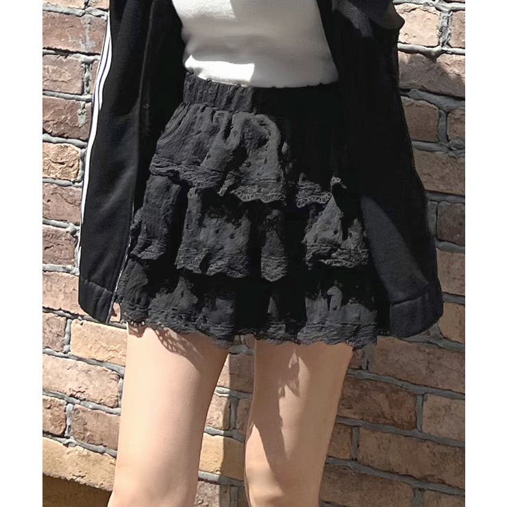 甘さたっぷり!レースティアードフリルミニスカートパンツ[品番 甘さたっぷり!レースティアードフリルミニスカートパンツ[品番